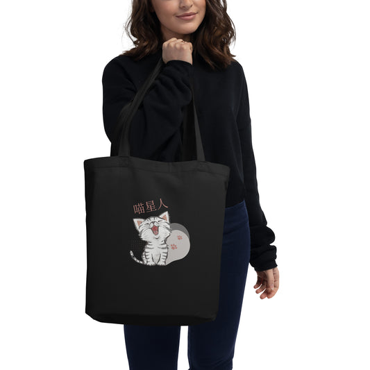 Mandarin Chinese Characters Tote Bag, Funny, Humorous writing, Teacher Approved, Cat People喵星人