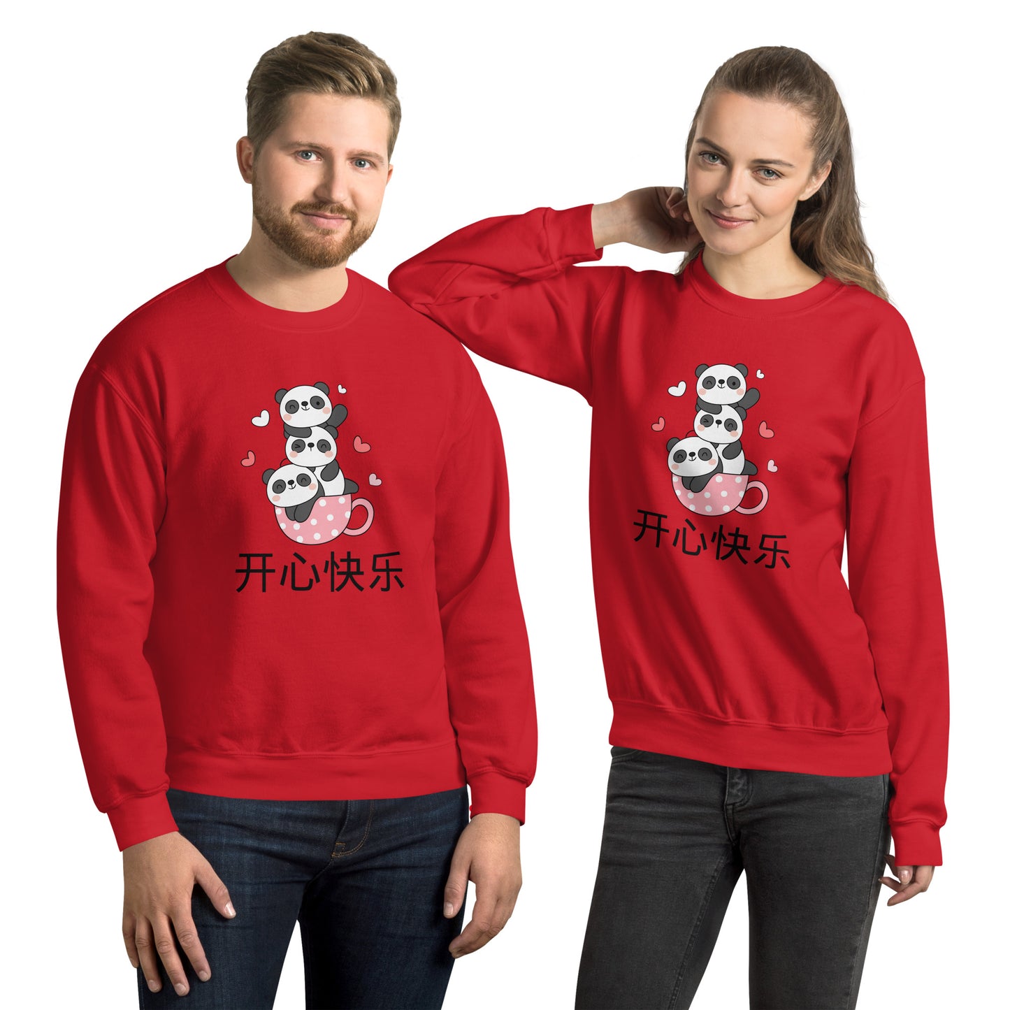 Mandarin Chinese Characters  Unisex Premium Sweatshirt, Funny, Humorous writing, Teacher Created, be Happy开心快乐