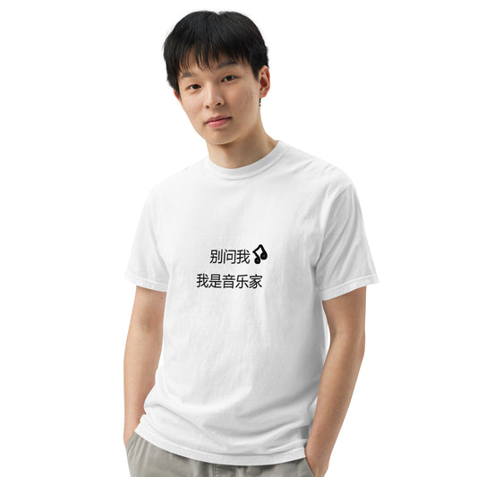Unisex Mandarin Chinese Characters T-shirt, Funny, Humorous writing, Student Inspired, Teacher Created, 别问我，我是音乐家 Don't ask me, I am a Musician